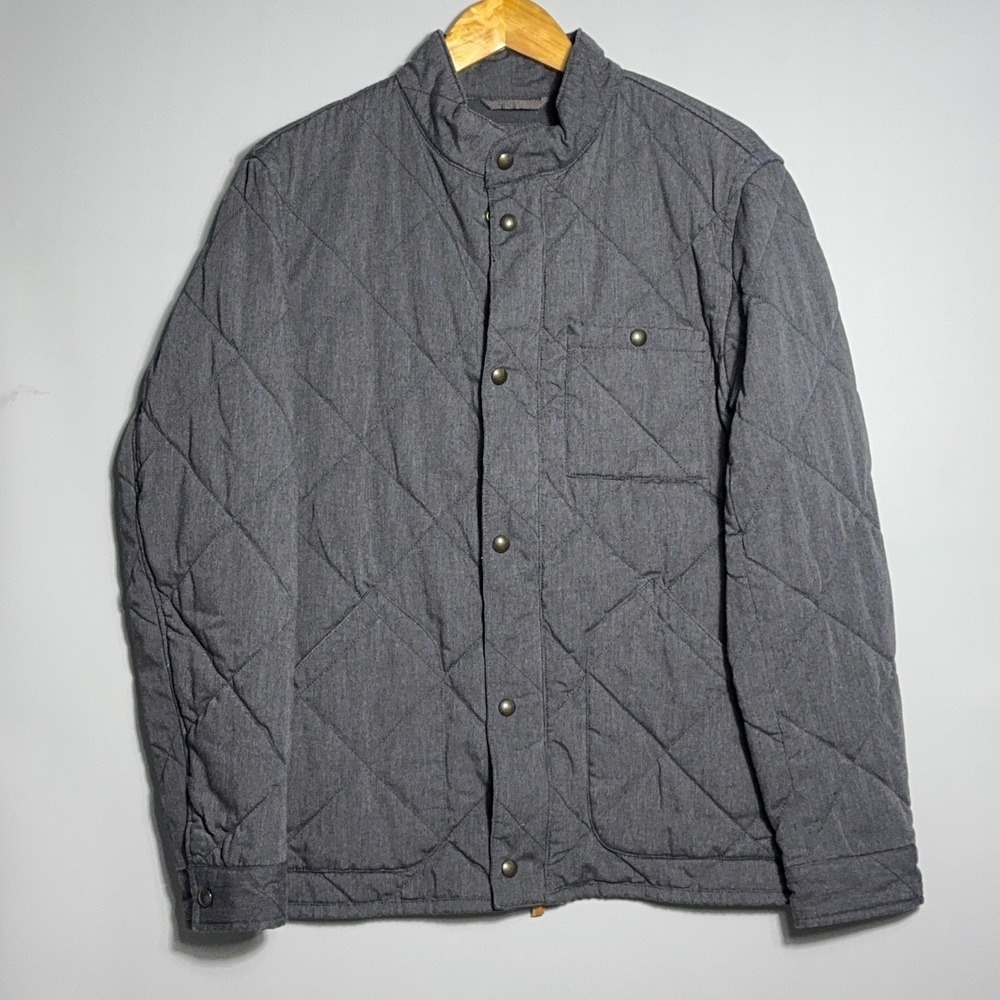 J.Crew Sussex Quilted Jacket Mens Size Medium Snap Zip Pockets Grey Heather